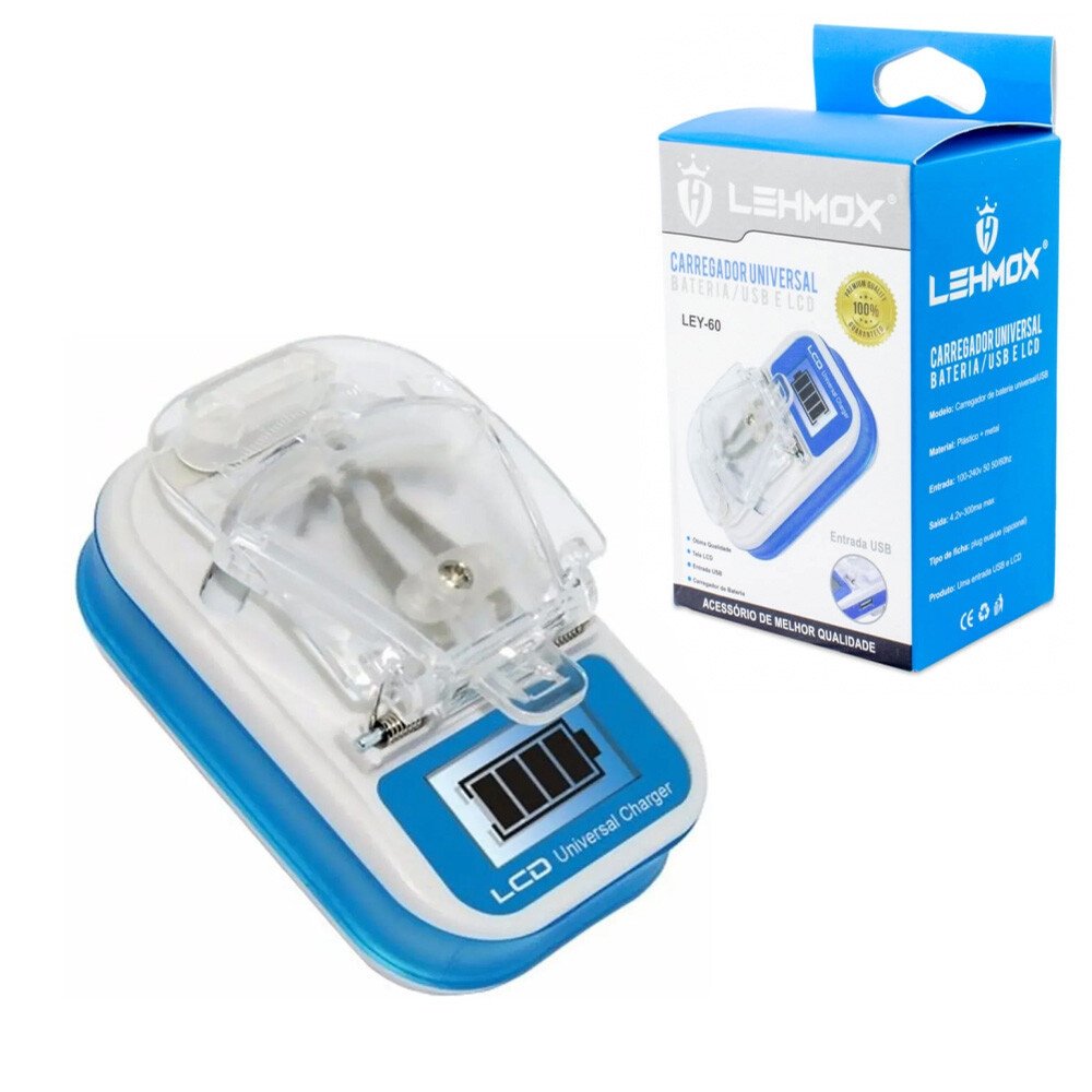 CARREGADOR TIPO USB COM CARREGAMENTO UNIVERSAL PARA BATERIAS GOL GOL LCD-668