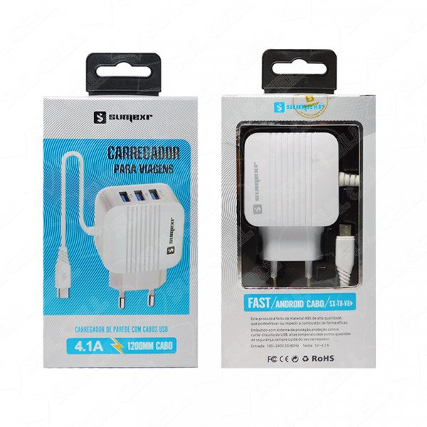 CARREGADOR COMPLETO SUMEXR TIPO V8 4.1A - SX-T8-V8