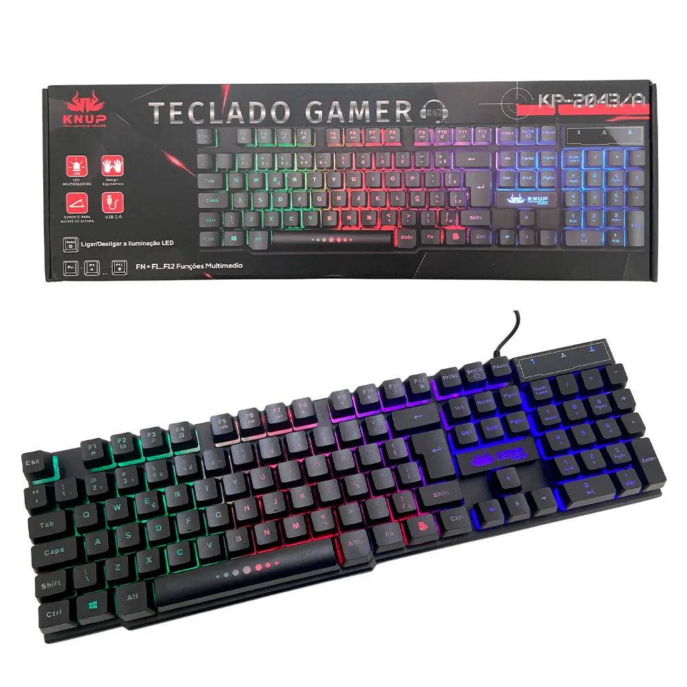 TECLADO GAMER LED COM FIO KNUP MADSET KP-2043/A