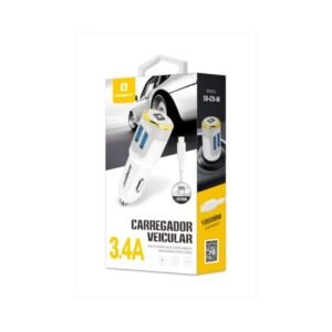 CARREGADOR VEICULAR SUMEXR COM CABO TIPO LIGHTNING SX-C9-i6 2 USB 5V 3.4A