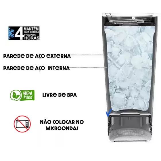 COPO TÉRMICO COM CAIXA DE SOM E LED RAD-12335 * - Imagem 3