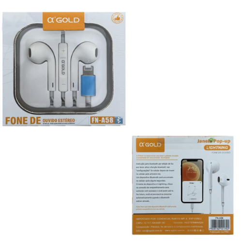 FONE PARA IPHONE COM FIO A'GOLD FN-A58 *