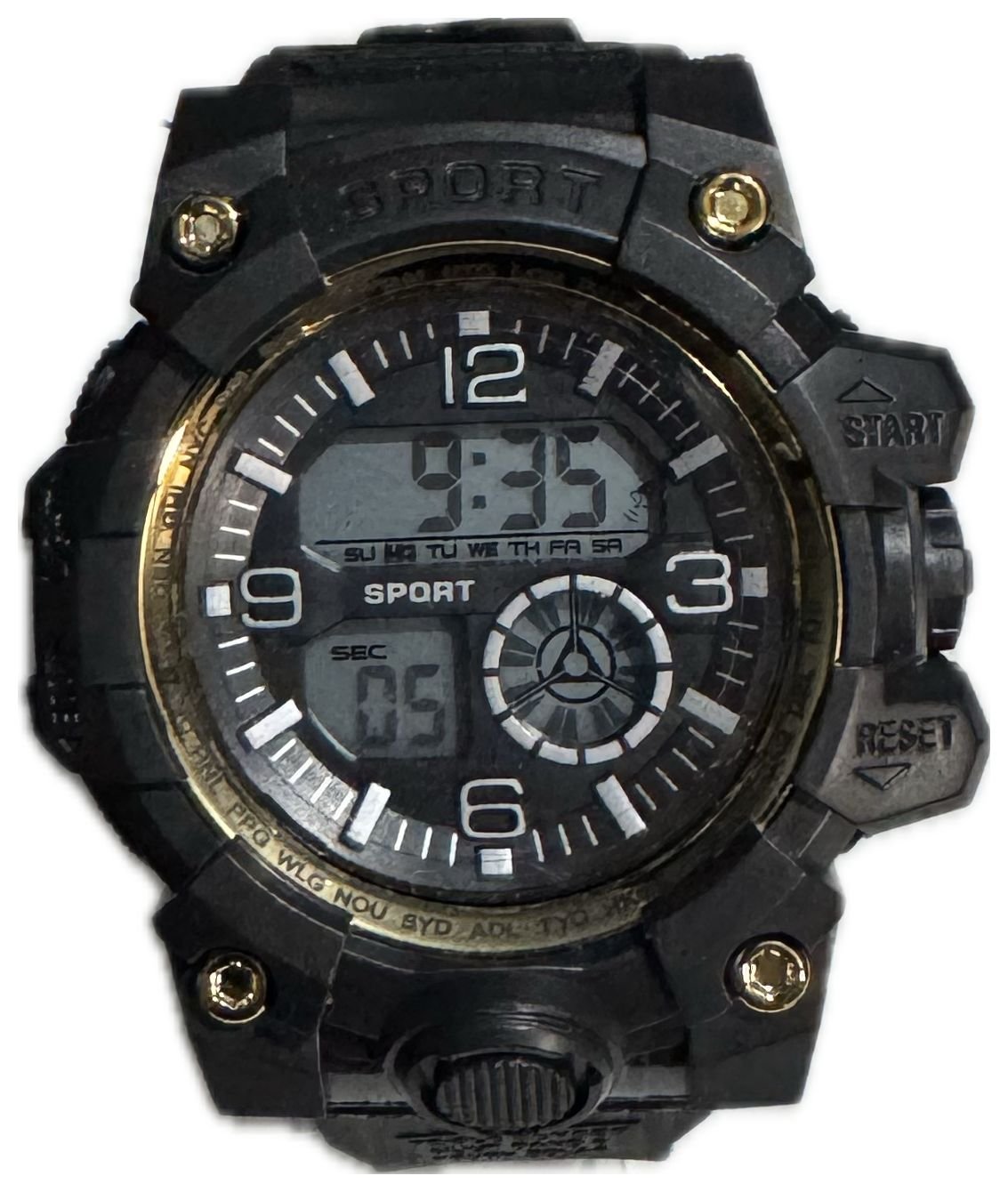 RELOGIO DIGITAL SPORT BOLLFENDO PRETO COM DOURADO