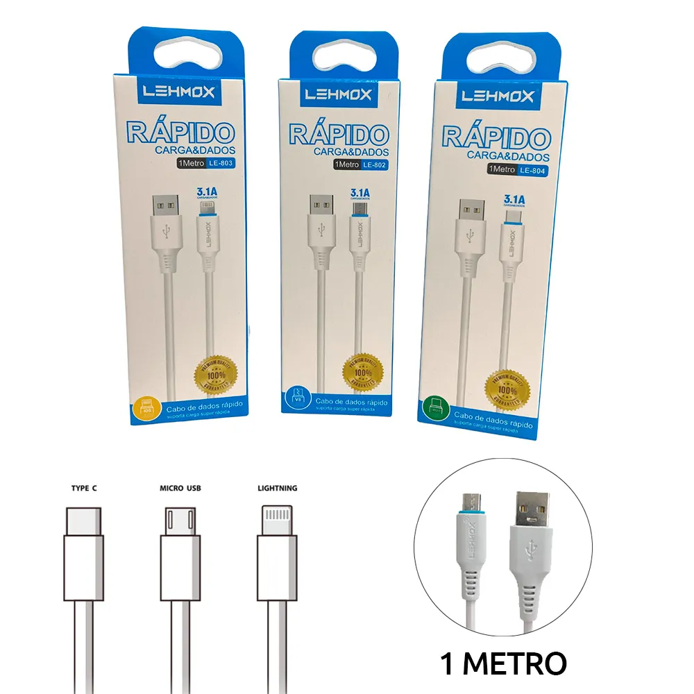 CABO TIPO LIGHTNING LEHMOX 2.4A LE-803*