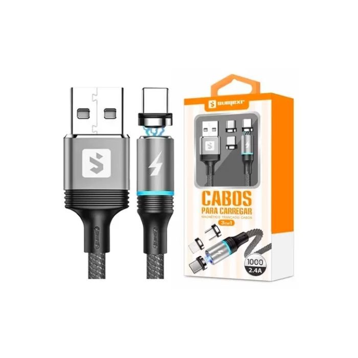 CABO MAGNETICO 3 EM 1 TIPO C TIPO LIGHTNING TIPO V8 SUMEXR 2.4 SX-B16-3*