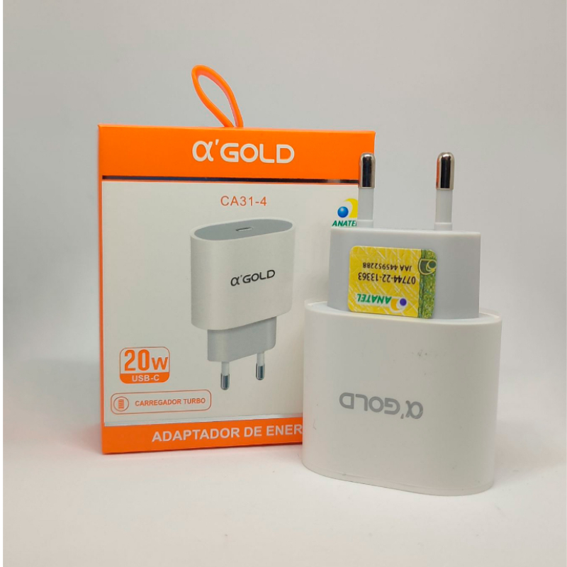 FONTE A'GOLD 6.1A TURBO 30W TIPO USB-C PARA LIGHTNING CA31-4 *