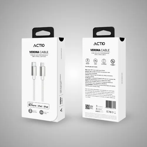 CABO ACTIO VERONA CABLE / LIGHTNING 1.5M BRANCO