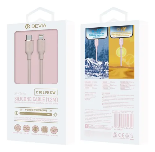 CABO DEVIA JELLY SILICONE TIPO C/LIGHTNING 1.2M BRANCO 382673