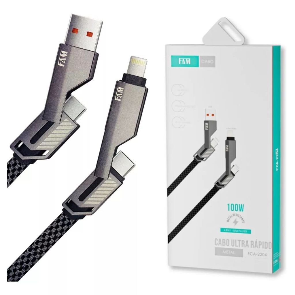 CABO IPHONE TIPO LIGHTNING 1.2M METAL FCA-2204 FAM